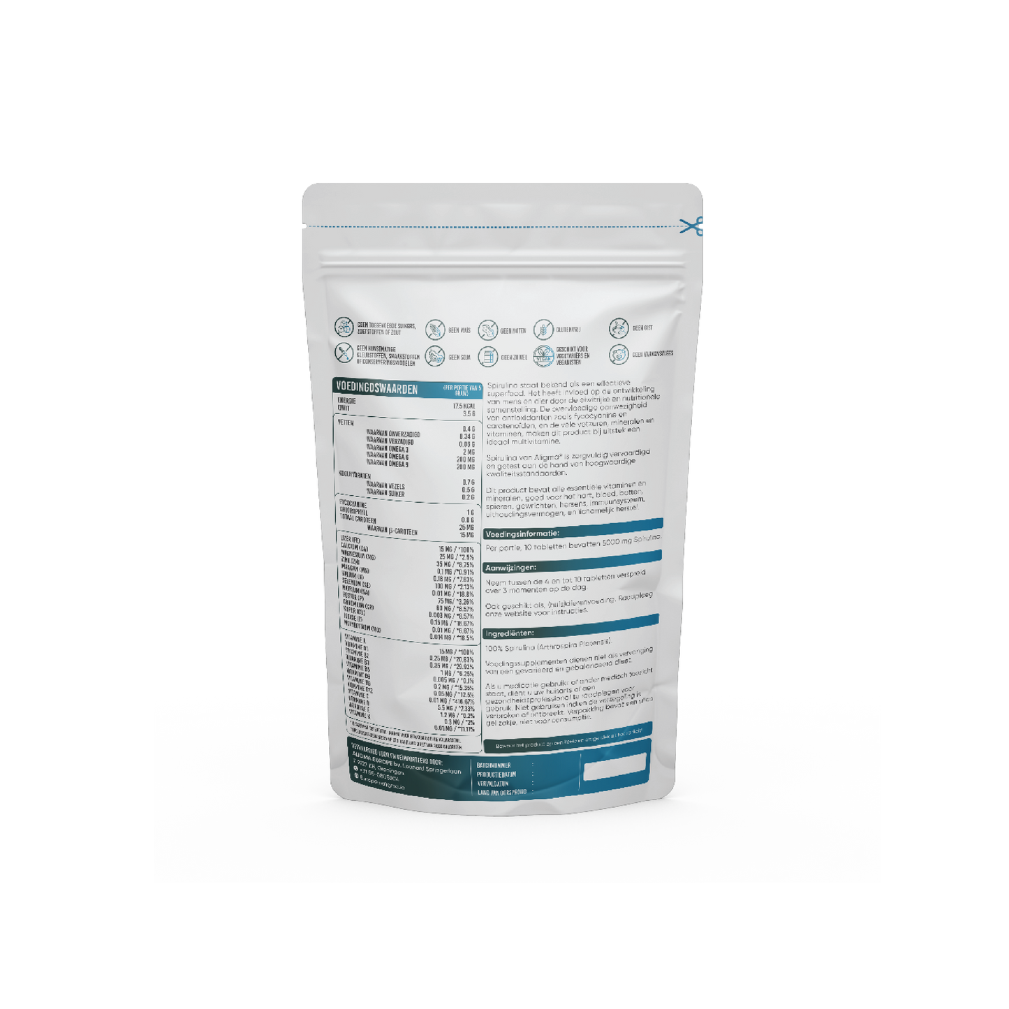 1000 stuks Biologische Spirulina Tabletten - (500 mg per tablet)