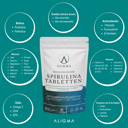 Aligma® 1000 Stück Bio-Spirulina-Tabletten – (500 mg pro Tablette)