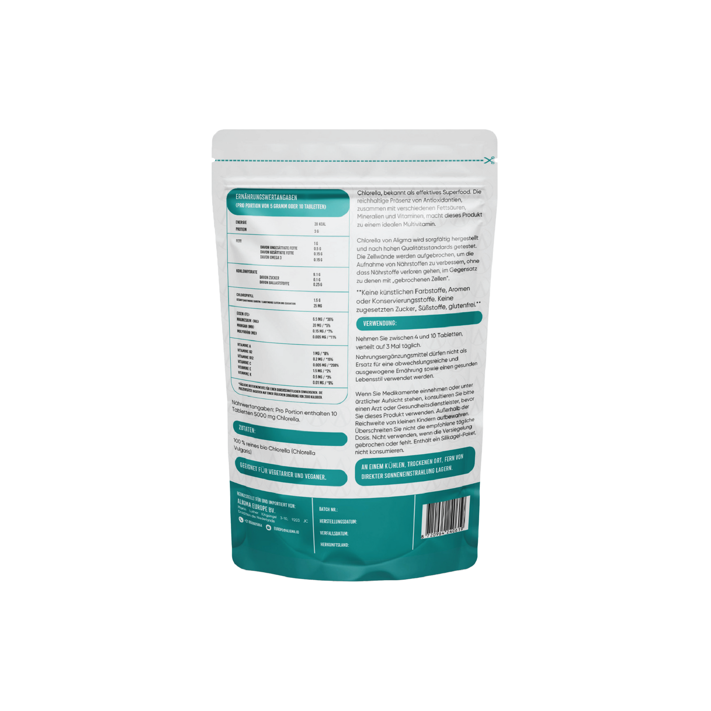 500 stuks Biologische Chlorella Tabletten - (500 mg per tablet)